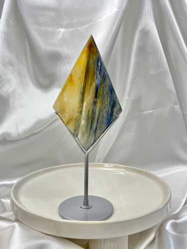 Blue Kyanite X Golden Healer Quartz Diamond