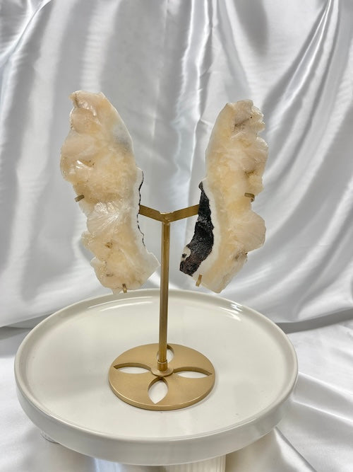 Peach Stilbite Wings with stand