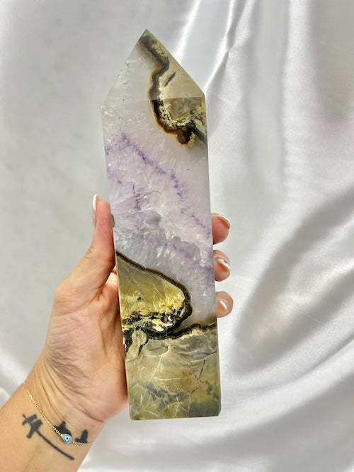 Volcanic Agate X Amethyst Tower
