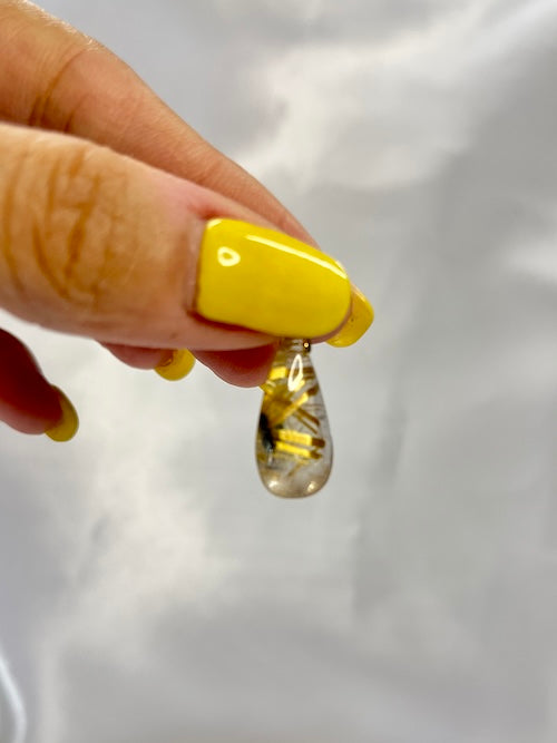 Gold Rutile in Quartz Pendant (gold)