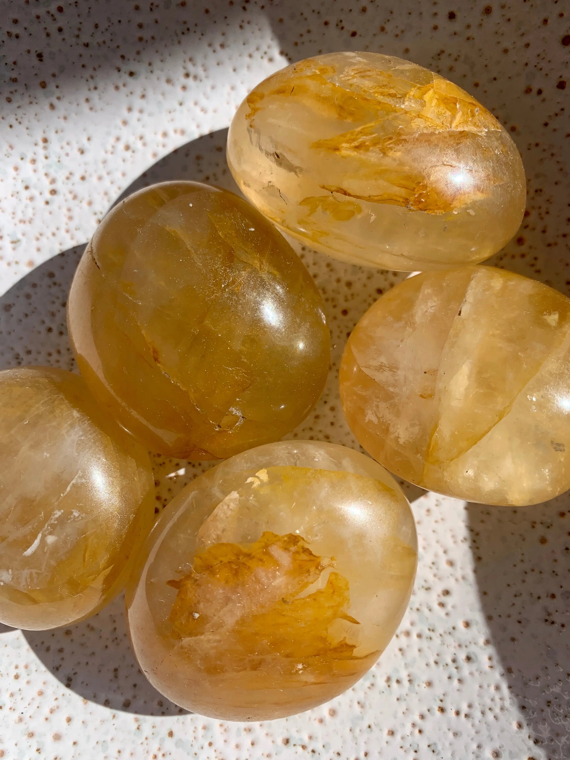 Golden Healer Quartz Palm Stone Earths Geode