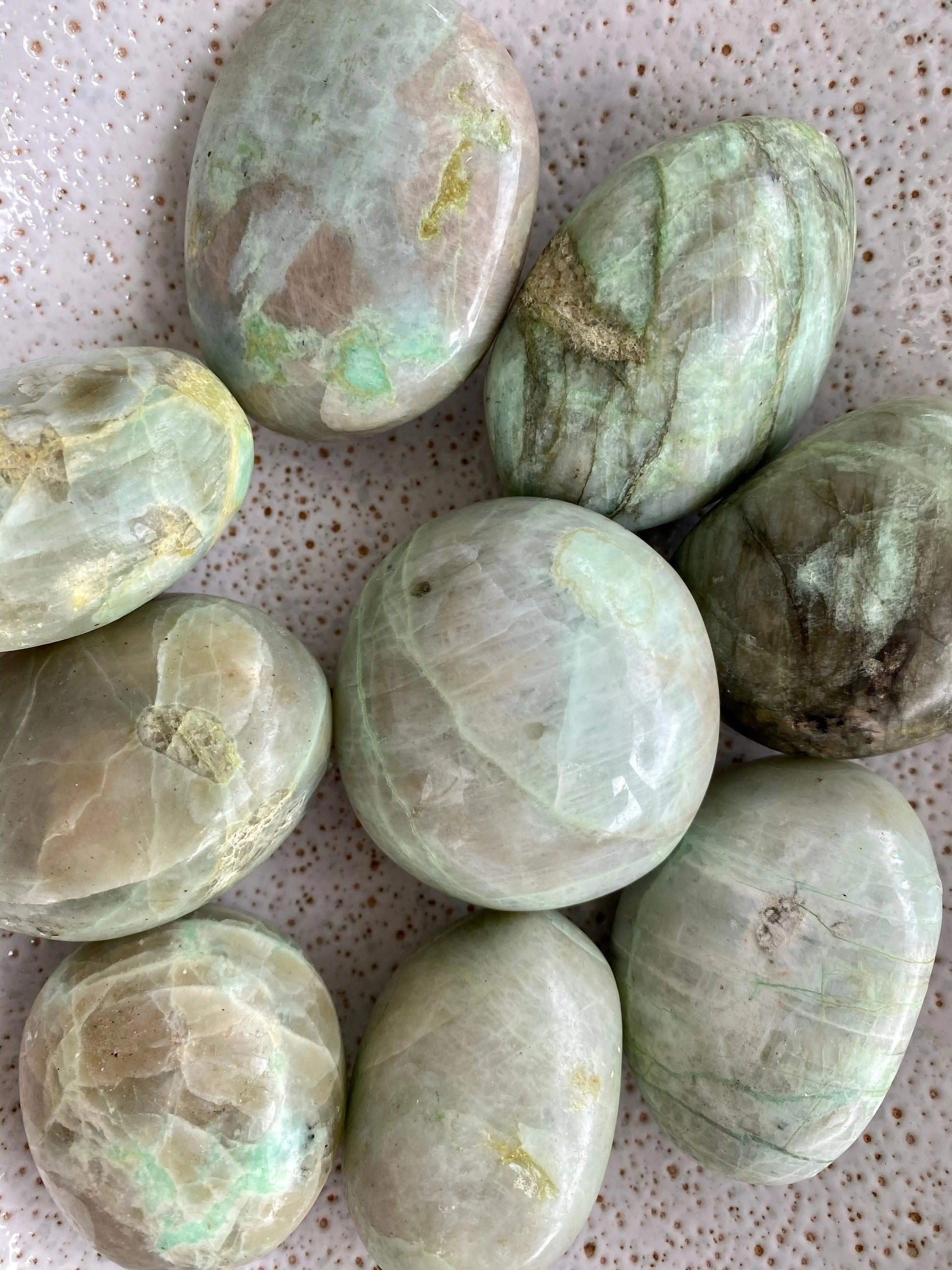 Green Moonstone (Garnierite) Palm Stone Earths Geode