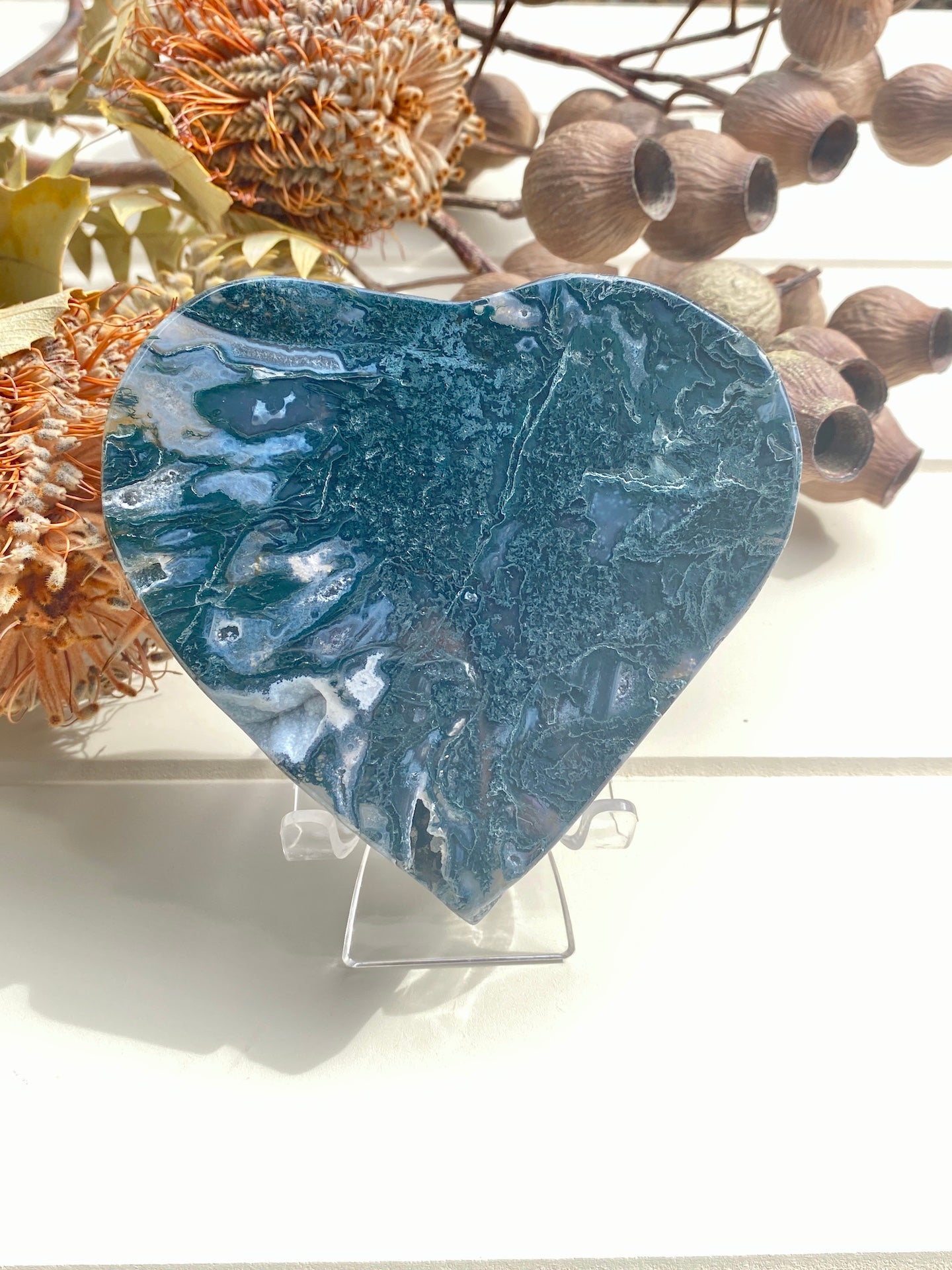 Druzy Moss Agate Heart