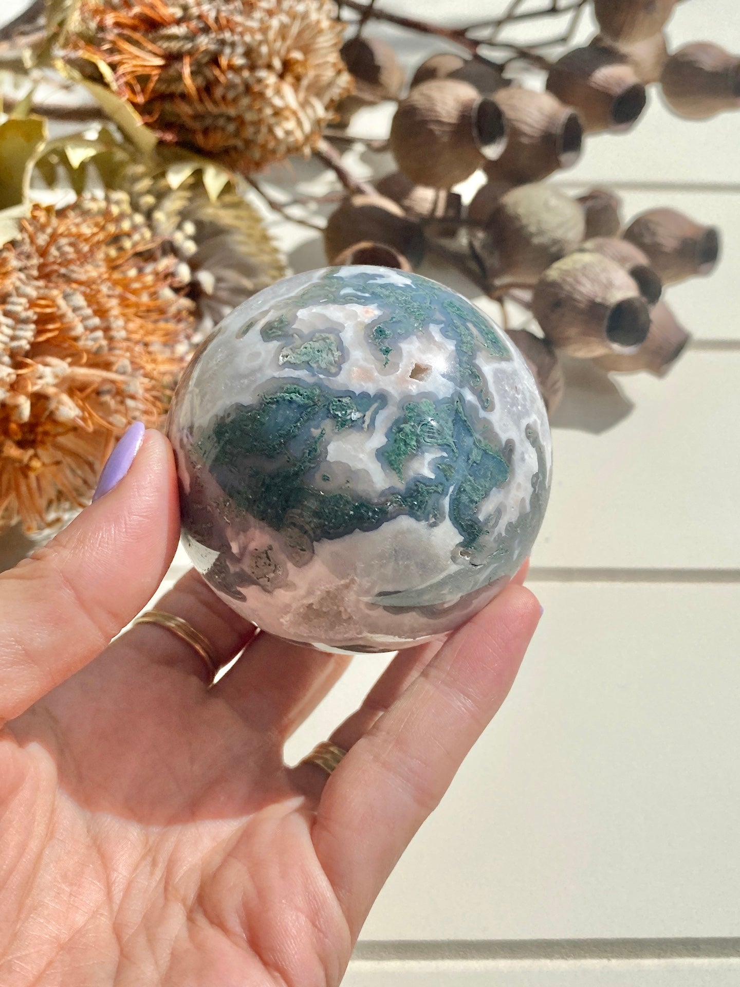 Druzy Moss Agate Sphere