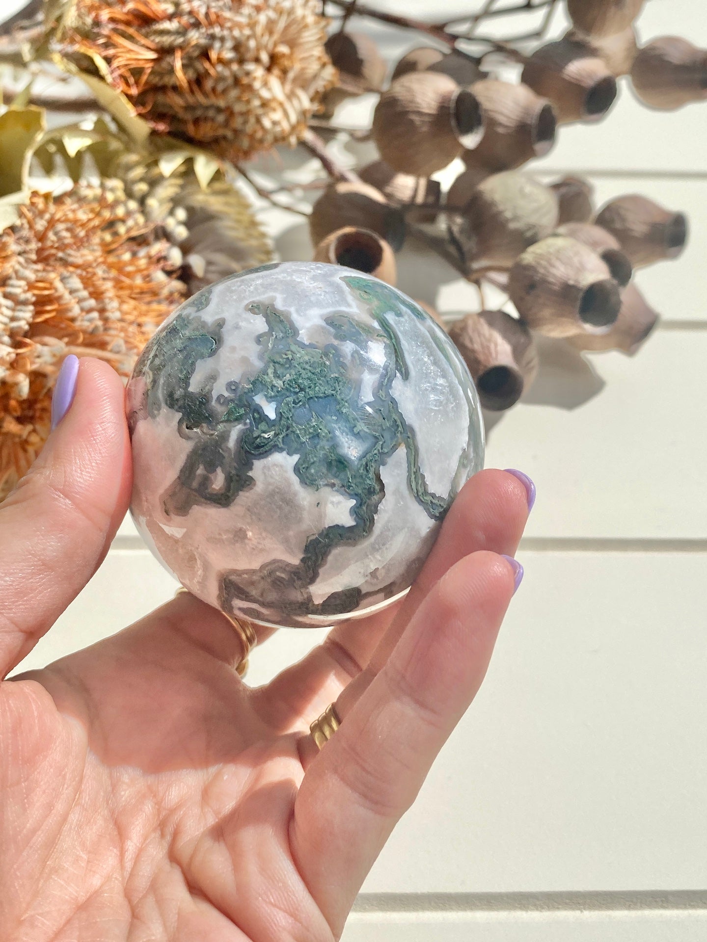 Druzy Moss Agate Sphere