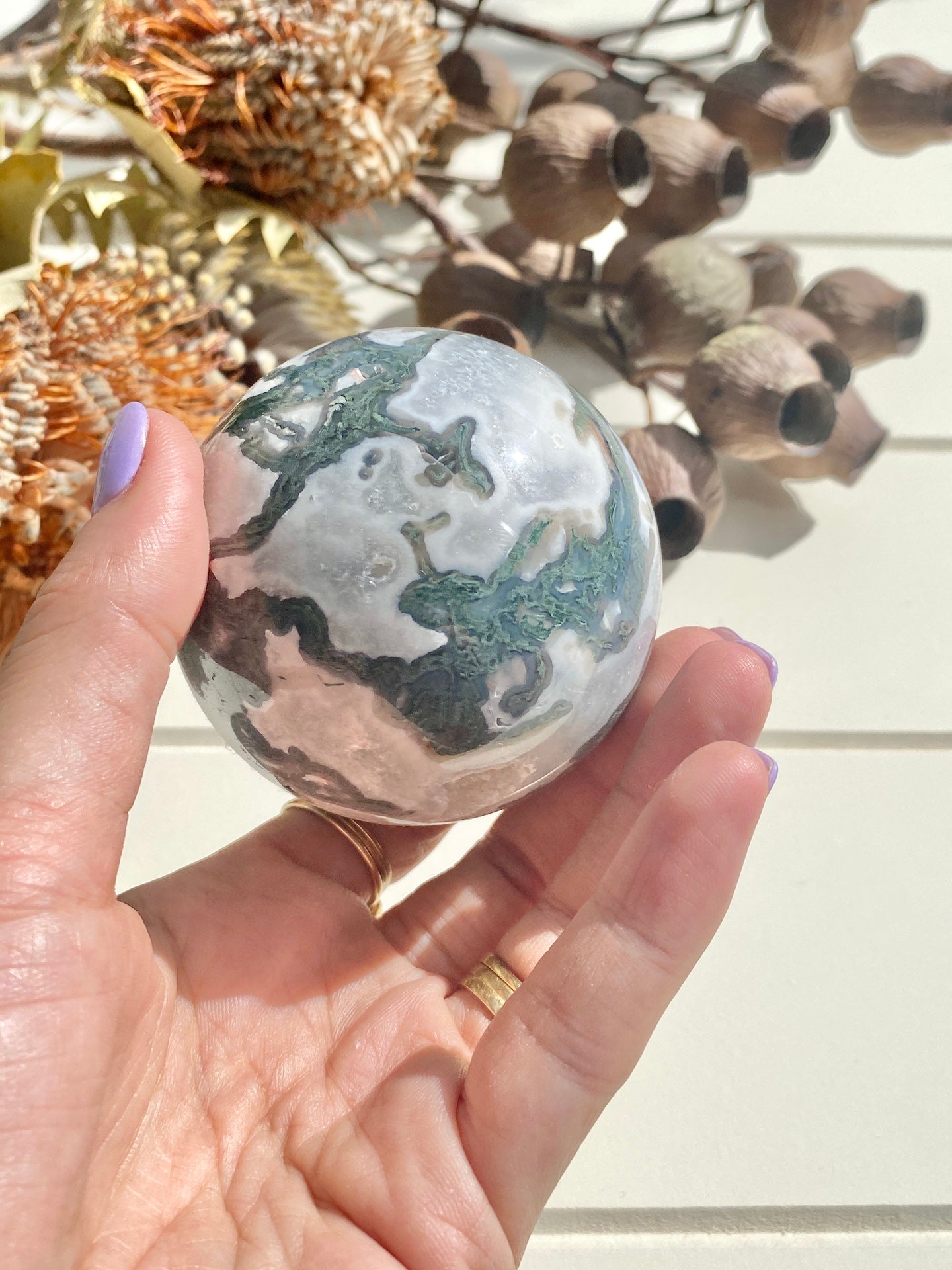 Druzy Moss Agate Sphere