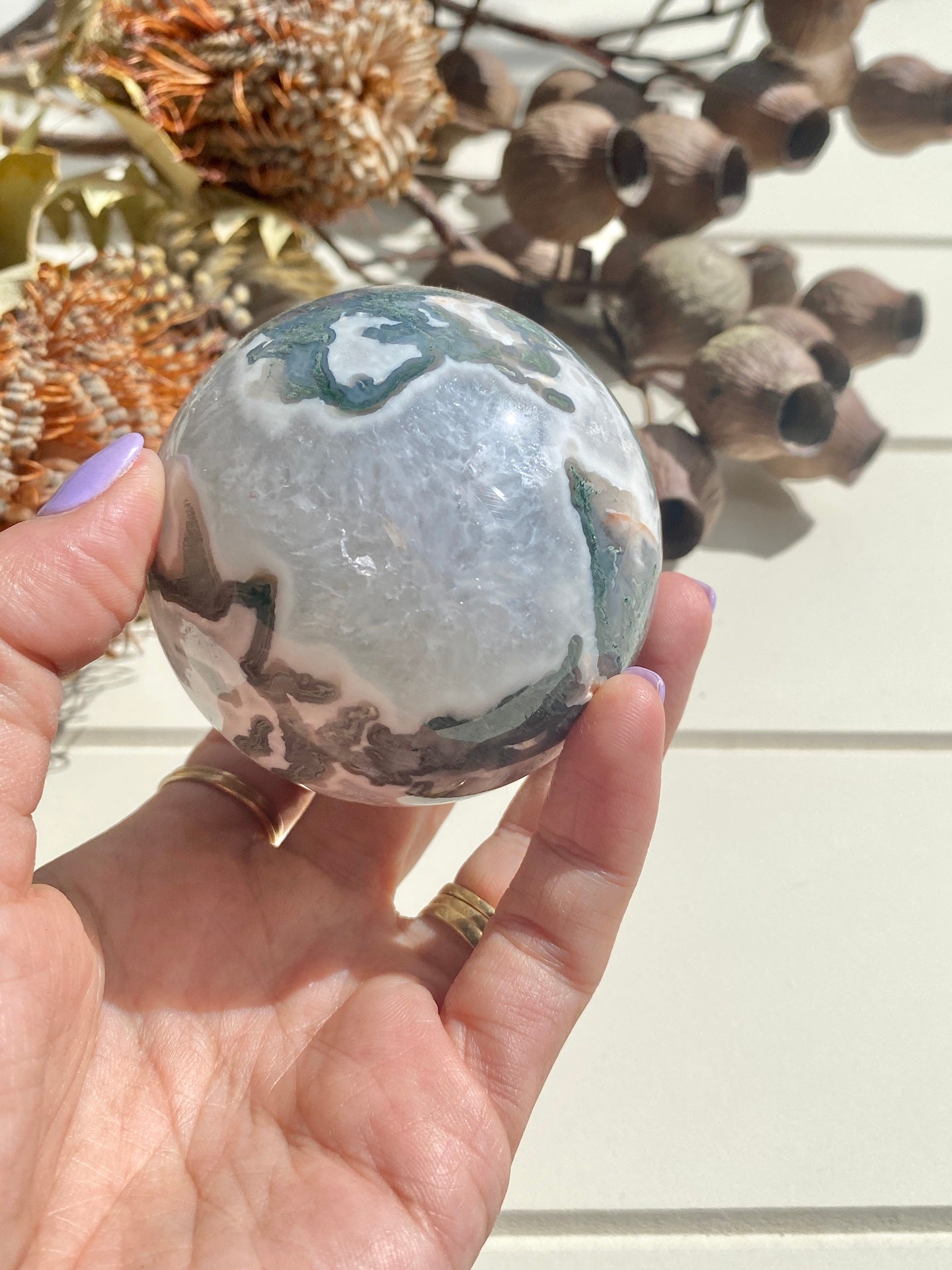 Druzy Moss Agate Sphere