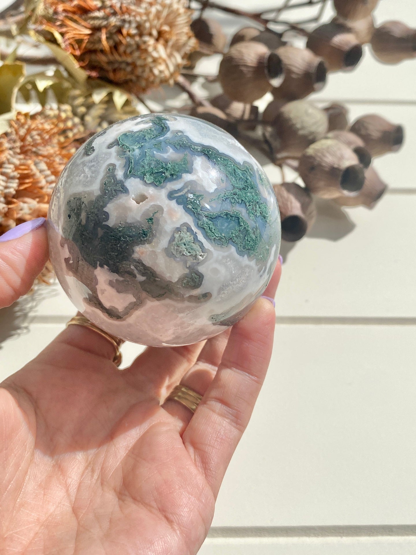 Druzy Moss Agate Sphere