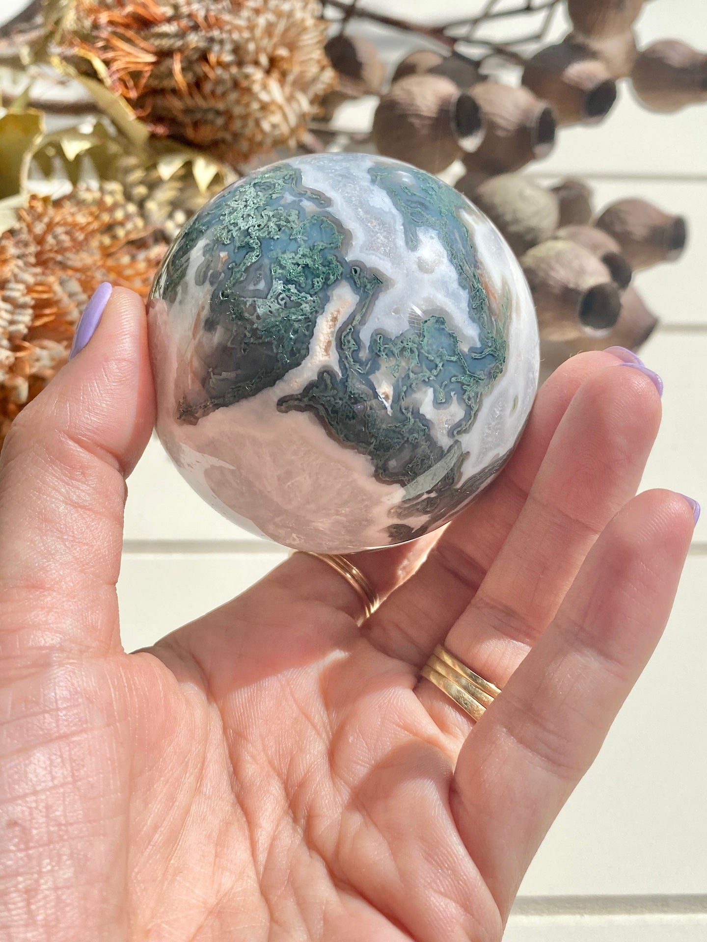 Druzy Moss Agate Sphere