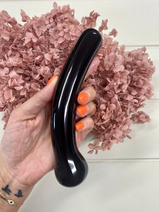 Black Obsidian Curved Wand - Laura