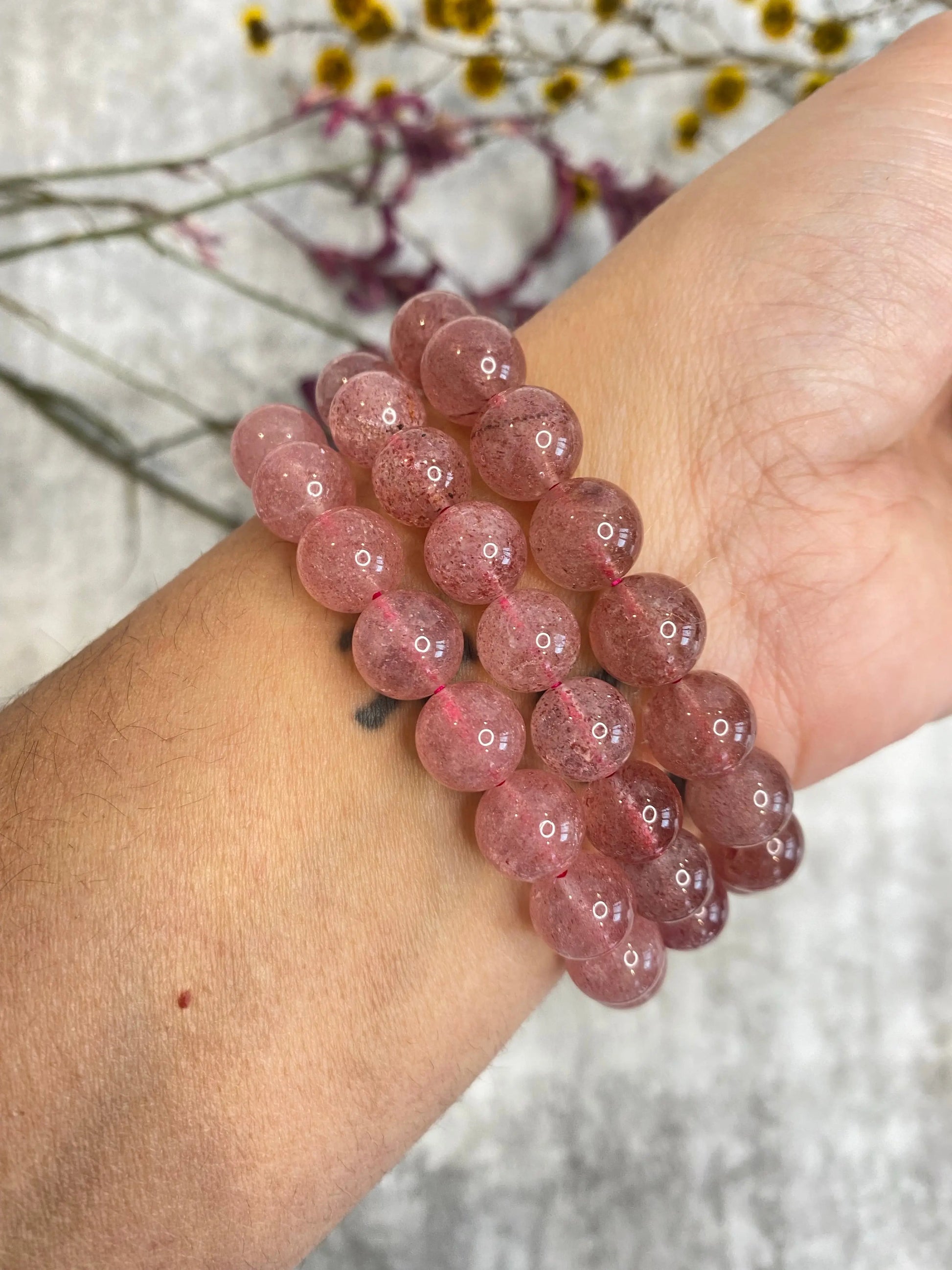 Strawberry Quartz Bead Bracelet Anima Collective